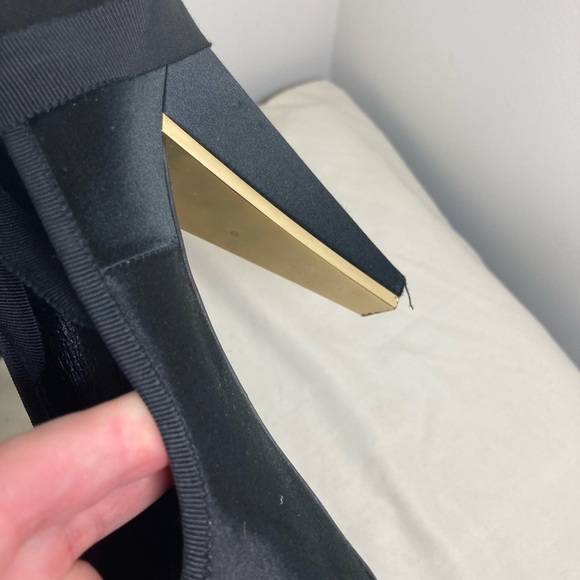 Donna Karan Collection Ballet Slipper-Inspired Black Satin Laceup Heels Shoes 8 - Picture 9 of 11